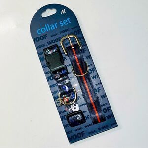 WOOF Dog Collar Set of 2 Skulls Dice Daggers Hearts Size Medium